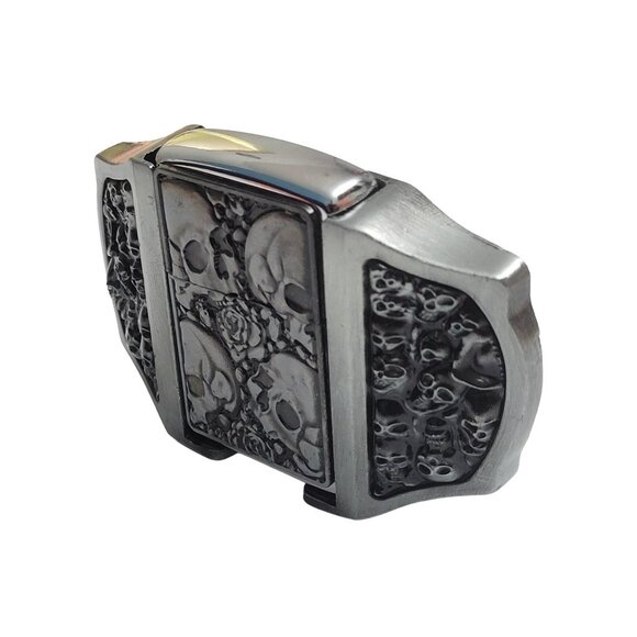 Antique Silver Metal Skulls Lighter Belt Buckle Lighter Buckle - Free Engraving - Picture 6 of 10